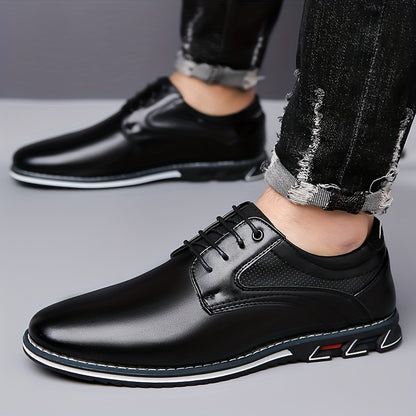 Mens Classic Dress Shoes - Durable & Slip-resistant with Premium PU Leather - Stylish Lace-up for Business & Office - Ideal Formal Wear