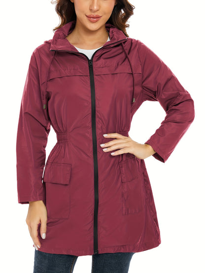 Waterproof Lightweight Rain Jacket for Women - Windproof and Breathable with Hood, Packable and Compact Design, Ideal for Outdoor Activities and Travel