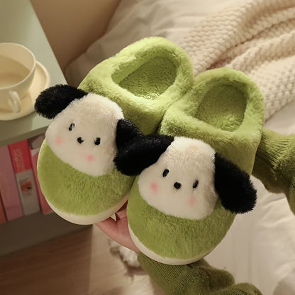 Sanrio Pochacco Plush Slippers - Cozy & Warm Indoor/Outdoor Winter Shoes, Thick Sole, Hand-Washable