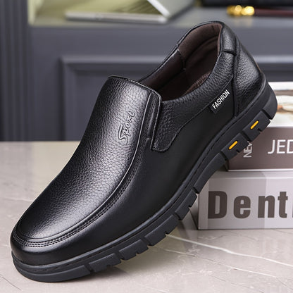 Men's Luxury Top Grain Leather Slip-On Loafers - Comfy, Non-Slip, Breathable, and Soft Dress Shoes with Rubber Sole for Everyday Wear - Perfect for Formal Occasions and Business Meetings