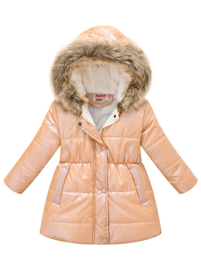 Girls' Adorable Thickened Thermal Hooded Puffer Jacket - Soft, Warm, Water-Resistant Down Alternative Padded Outwear for Winter, Cold Weather, and Outdoor Activities - Stylish, Cute, and Cozy Design for School, Daily Wear, and Travel