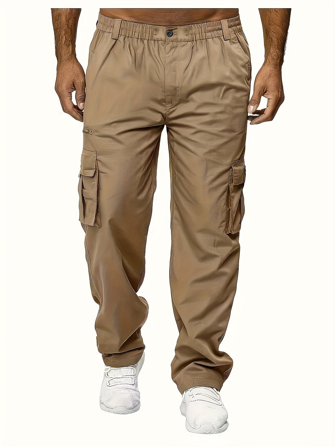 Plus Size Men's Multi-Pocket Relaxed Fit Cargo Pants - Comfortable, Versatile, and Durable Design for Outdoor Enthusiasts and Workers - Ideal for All Seasons and Occasions