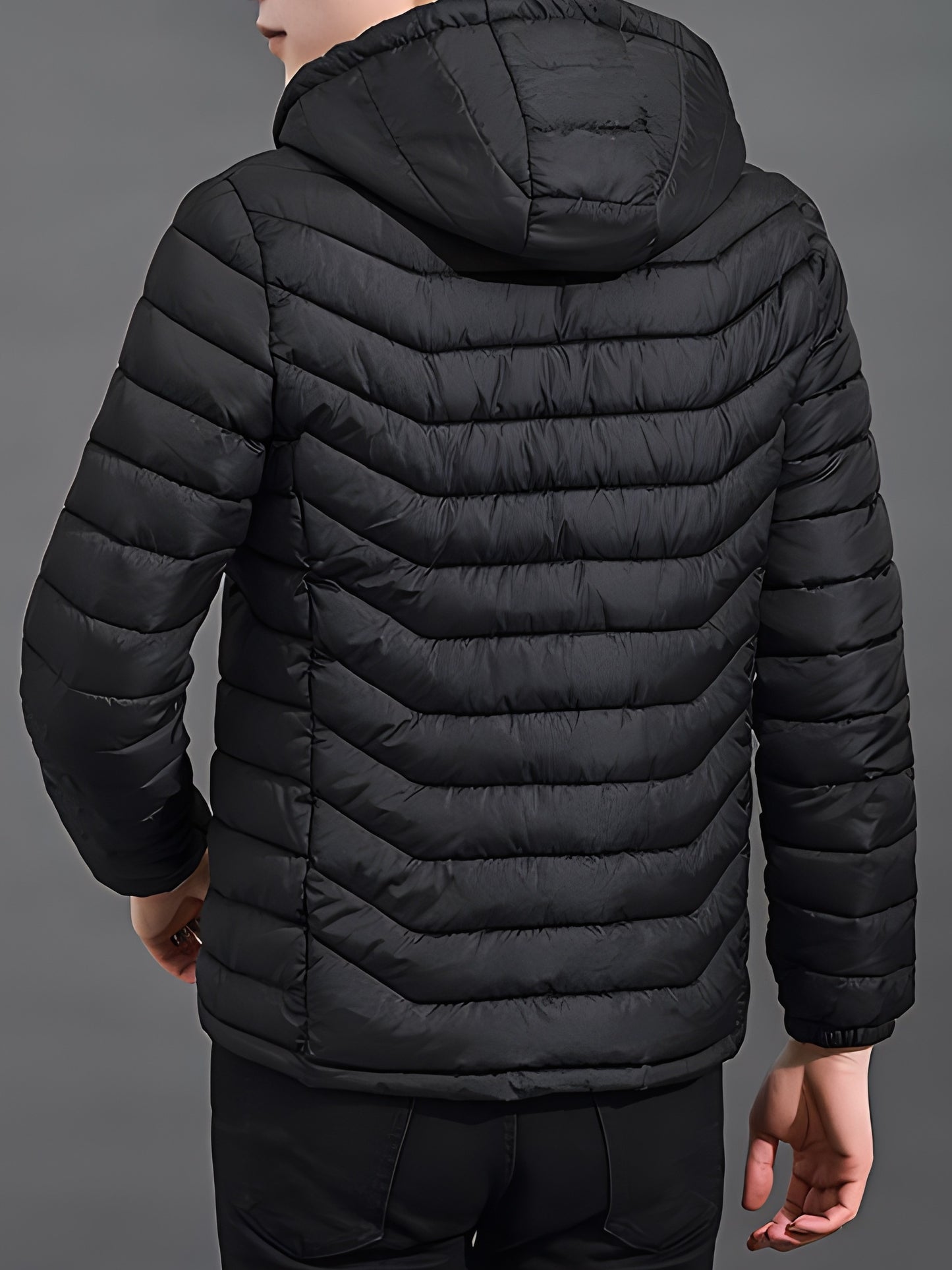 Mens Quilted Hooded Puffer Coat - Water-Resistant, Breathable, Zip-Up, Long Sleeve, Warm, and Lightweight - Perfect for City Walks, Street Hanging, and Winter Outdoor Activities