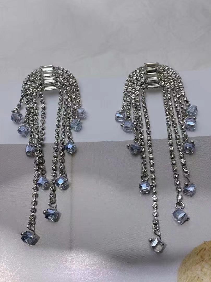 Lianfudai 2024 New Tassel Crystal Earring