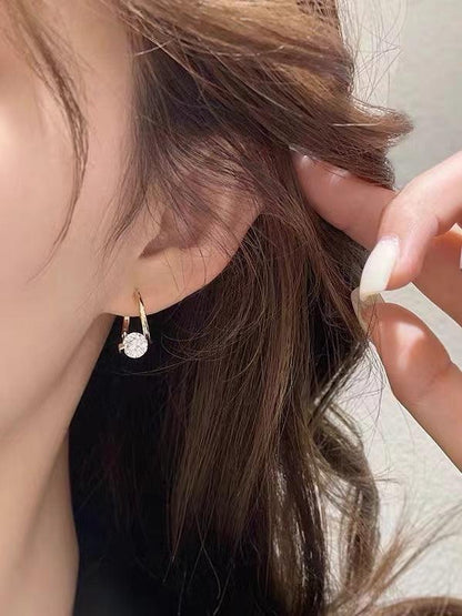 Lianfudai 2024 New Simple Delicate Zircon Earrings