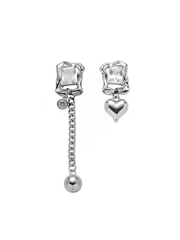 sengpan 2024 New Asymmetric Zirconia Heart Earrings