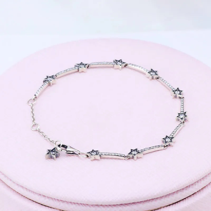 Celestial Stars Link Bracelet for Pandora Authentic Sterling Silver Hand Chain Wedding Jewelry For Women Girlfriend Gift designer Bracelets with Original BOX