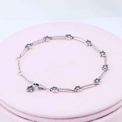 Celestial Stars Link Bracelet for Pandora Authentic Sterling Silver Hand Chain Wedding Jewelry For Women Girlfriend Gift designer Bracelets with Original BOX