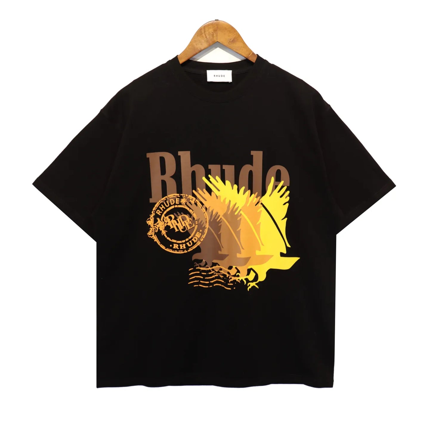 Brand Rhude T Shirts Designer Shirt Men Shorts Print White Black S M L Xl Street Cotton Fashion Youth Mens Tshirts Tshirt