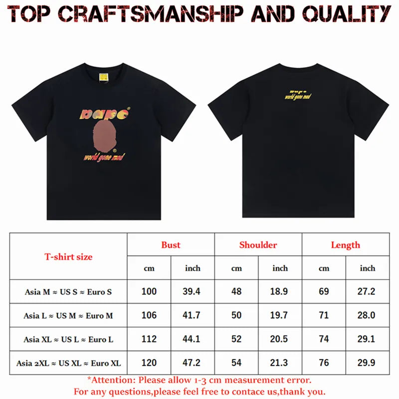 designer Mens T Shirts Top Craftsmanship mens womens Fashion tshirt Foam Print Short Sleeve Street Casual tees Cotton polo tshirts