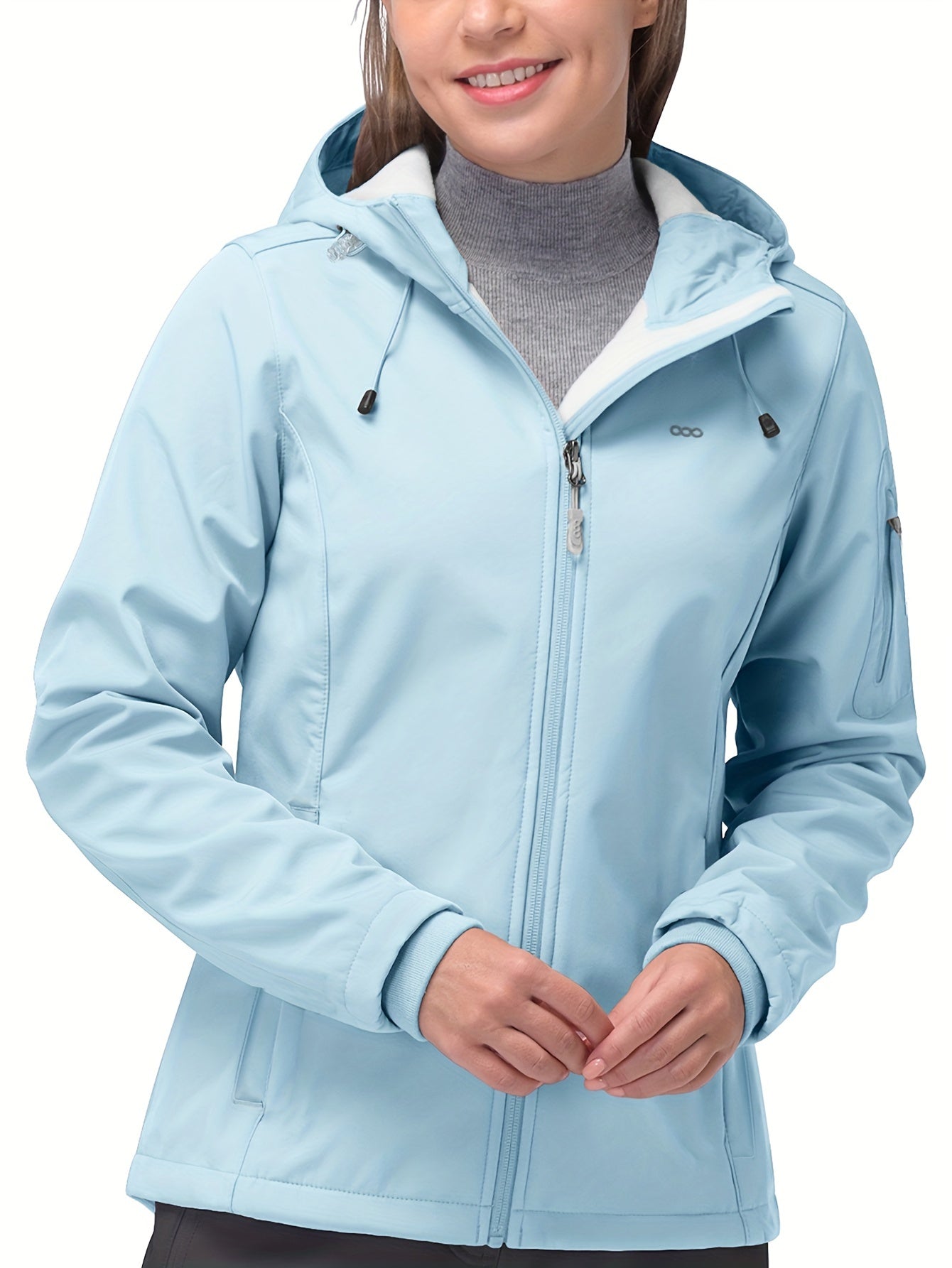 Waterproof Winter Sports Coat - Windproof Fleece Lined, Zipper Pocket, Breathable, Quick-Drying, Reflective, Long Sleeves, Sporty Design - Women's Activewear for Outdoor Activities, Hiking, Camping, Cycling, and Skiing