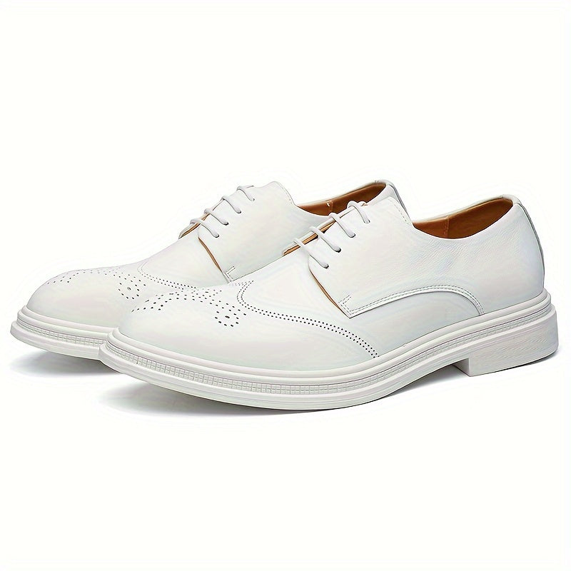 Elegant Men'S White Dress Shoes - Versatile For Weddings, Business & Casual Wear, Slip-On With Lace-Up Option Dress Shoes For Men Casual Shoes For Men