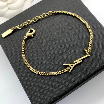 bracelets designer for woman Y letter pendant stainless steel plated gold sier charm bracelet womens inlaid crystal designer bracelets jewelry for daily