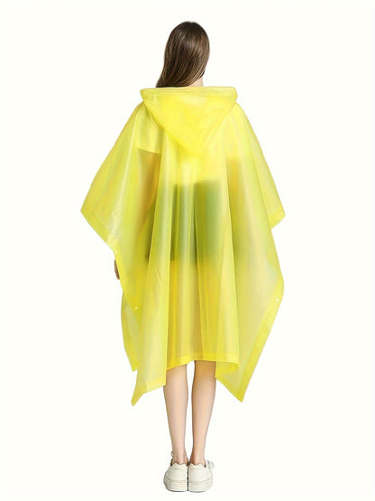 1pc, Sports Style, Women's 2-in-1 EVA Non-Disposable Raincoat with Side Snaps, Lightweight Simple Cape Poncho, Versatile for Rain Protection and Picnic Mat Use