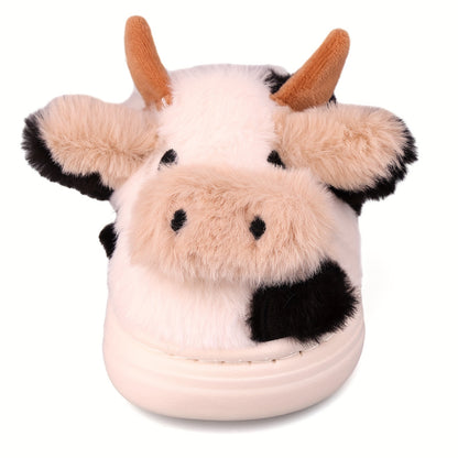 Cozy Cartoon Cow Plush Cotton Slippers - Soft, Warm, and Fuzzy for Winter Indoor Wear - New Arrival Home Slippers for Cold Weather