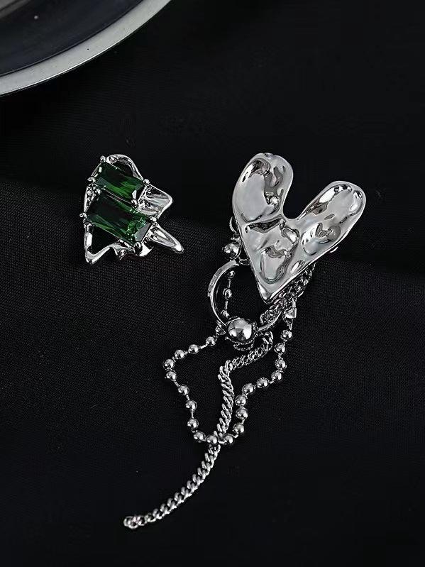 sengpan 2024 New Irregular Lava Heart Chain Drop Earrings