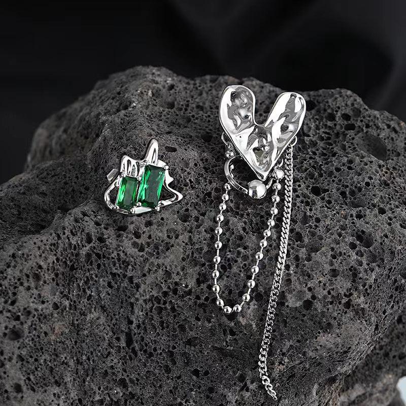 sengpan 2024 New Irregular Lava Heart Chain Drop Earrings