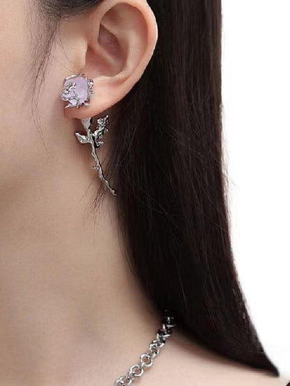 sengpan 2024 New LOVE&ROSE Original Purple Rose Earrings