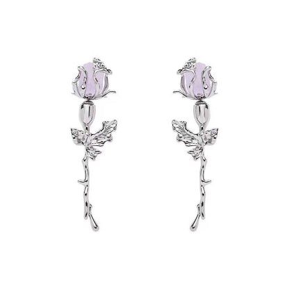 sengpan 2024 New LOVE&ROSE Original Purple Rose Earrings