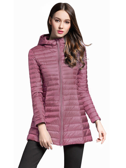 Stylish Zipper Pocket Hooded Coat - Water-Resistant, Casual, Long Sleeve, Fall & Winter Outwear for Women - Solid Color, Comfortable, Versatile, and Perfect for Daily Life