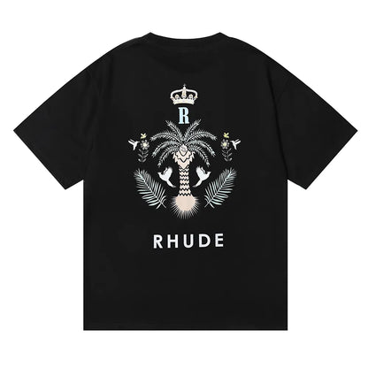 Brand Rhude T Shirts Designer Shirt Men Shorts Print White Black S M L Xl Street Cotton Fashion Youth Mens Tshirts Tshirt