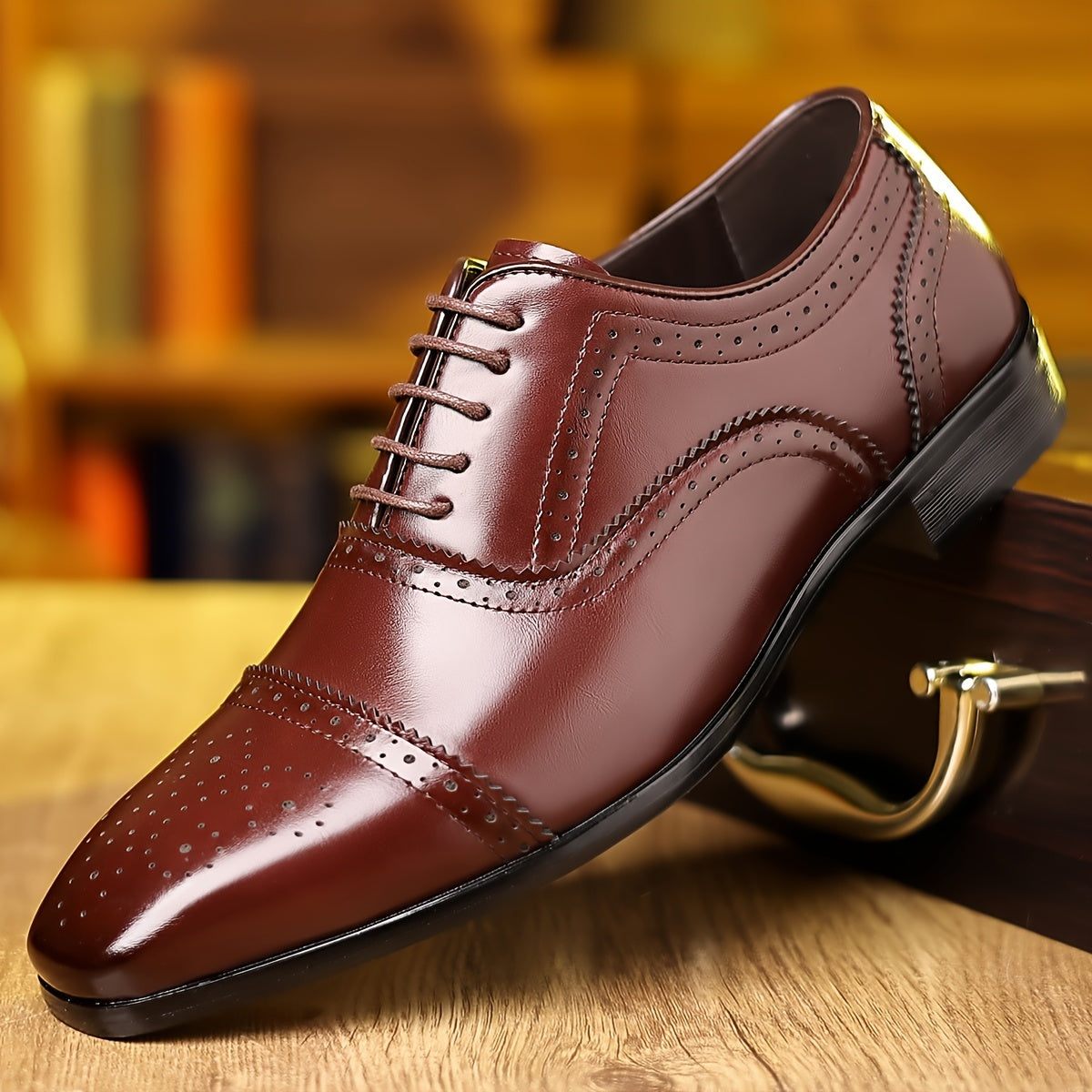 Mens Premium Cap-toe Brogue Oxford Shoes - Fashionable, Comfortable & Durable - Breathable, Anti-skid, Slip-resistant - Ideal for Business Office, All Seasons