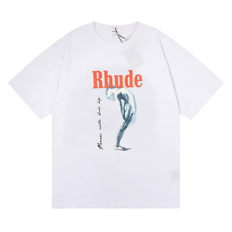 Spring Summer Rhude Shirt Man T Shirts Women Tees Skateboard Oversize Men Short Sleeve T-shirt Brand Men's T-shirts US SIZE S-XXL