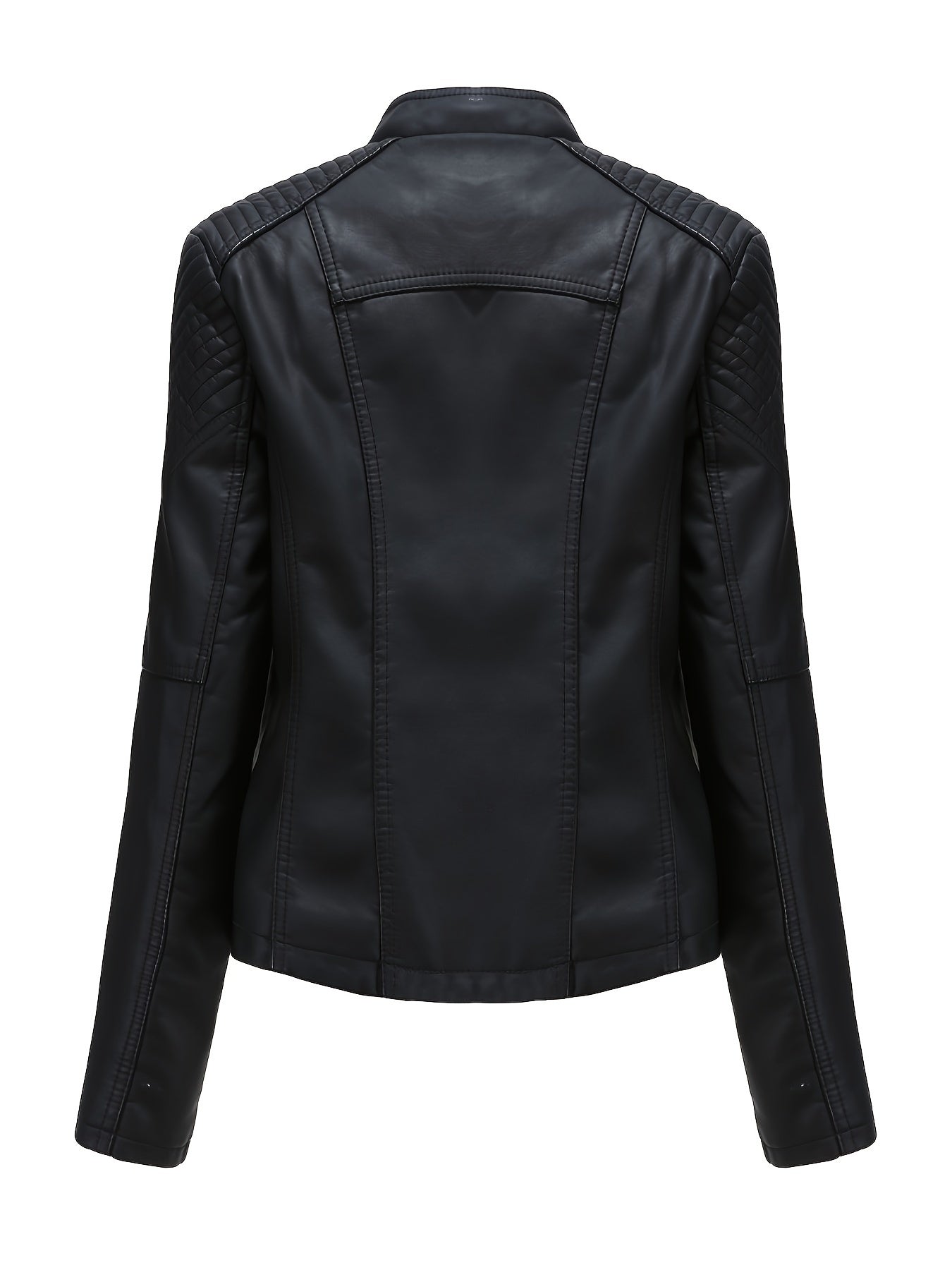 TRIPSIX Women's Sleek Faux Leather Jacket - Casual Zip-Up Biker Coat with Lapel Collar, Perfect for Outdoor Activities & Motorcycling