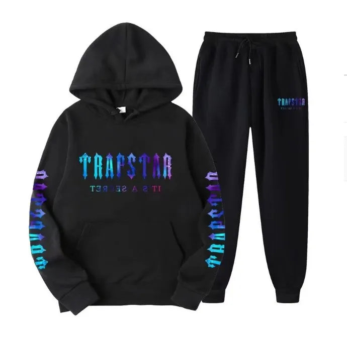 Mens hoodie Trapstar tracksuit and shooters tracksuit rainbow hoodedEmbroidery Plush Letter Decoration Thick sportswear men and women sportswear suit trousers