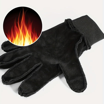 1pair Outdoor Sports Gloves For Men And Women, Thermal Warm Fleece Waterproof Windproof Cold Full Finger Bicycle Gloves, Cycling Accessories