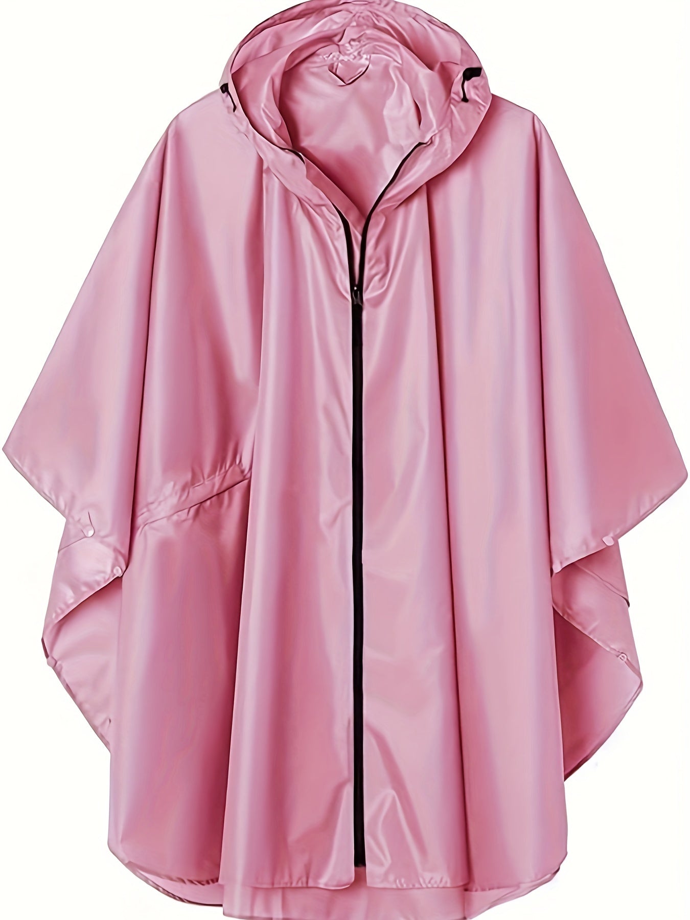 Waterproof Hooded Rain Poncho Jacket for Women - Zip-Up Design with Pockets, Semi-Sheer Non-Stretch Polyester Fabric, Machine Washable, Perfect for Rainy Days and Outdoor Activities