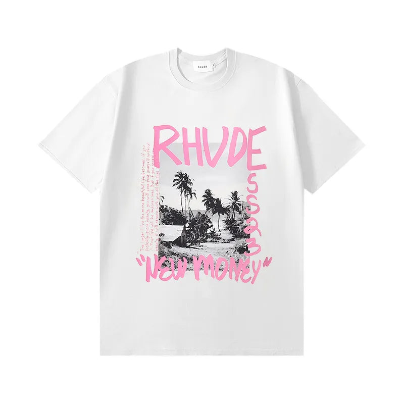 Spring Summer Rhude Shirt Man T Shirts Women Tees Skateboard Oversize Men Short Sleeve T-shirt Brand Men's T-shirts US SIZE S-XXL