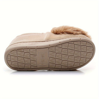 Cozy Lion Pattern Furry Slip-On Shoes for Boys - Soft, Comfy, Non-Slip, Thermal Indoor Footwear with Warm Fleece Lining for Cold Winter Days - Ideal for Kids' Everyday Wear