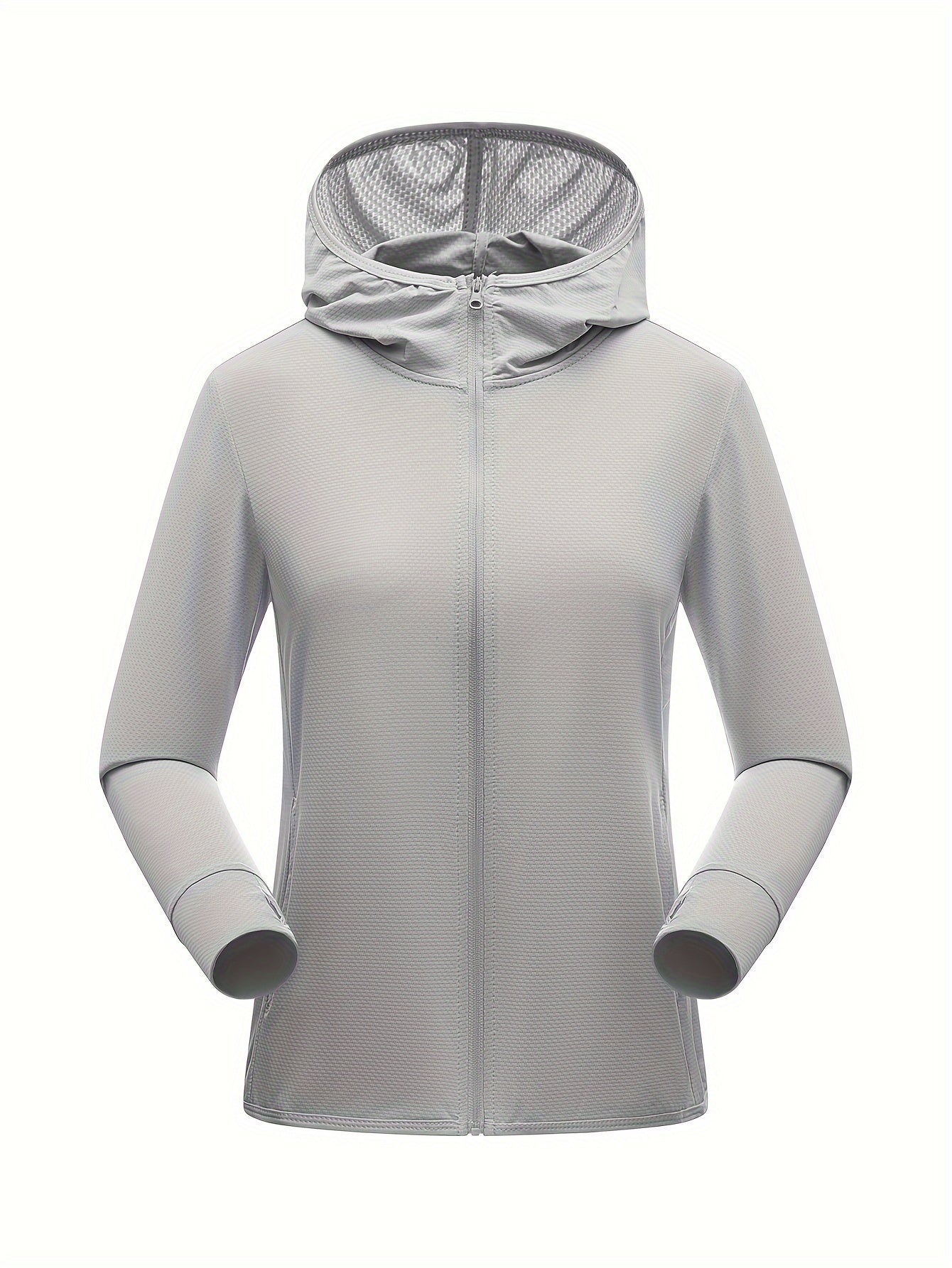 Women's Quick-Dry Hooded Activewear Jacket – Breathable, Sun-Protective, Ideal for Outdoor Sports and Activities