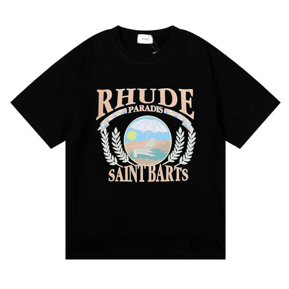 Brand Rhude T Shirts Designer Shirt Men Shorts Print White Black S M L Xl Street Cotton Fashion Youth Mens Tshirts Tshirt