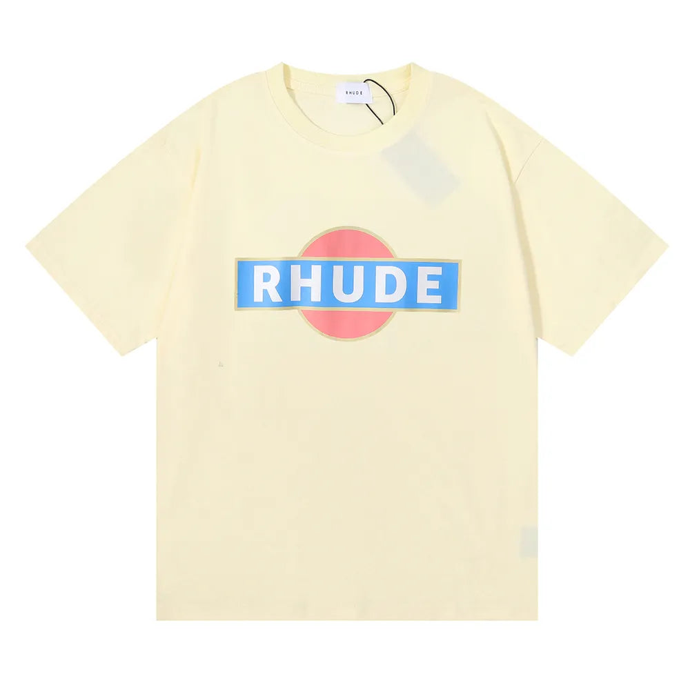 Brand Rhude T Shirts Designer Shirt Men Shorts Print White Black S M L Xl Street Cotton Fashion Youth Mens Tshirts Tshirt