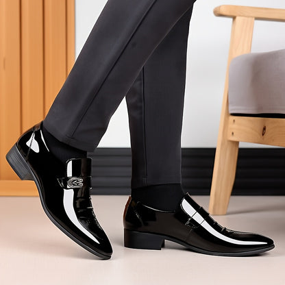 Mens Luxury Patent Leather Loafers - Anti-Skid, Slip-Resistant, Formal Dress Shoes for Business Office, Wedding, and Special Occasions - High-Quality, Comfortable, and Breathable