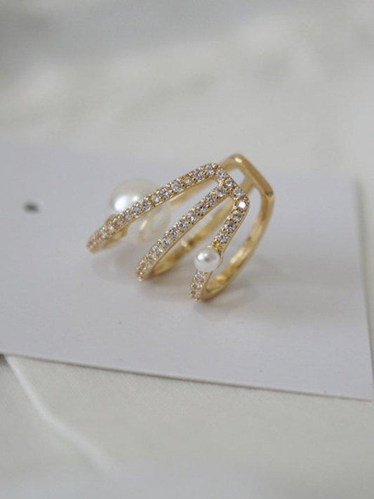 Lianfudai 2024 New Single Multi-Layer Pearl Zircon Ear Bone Clip Earring