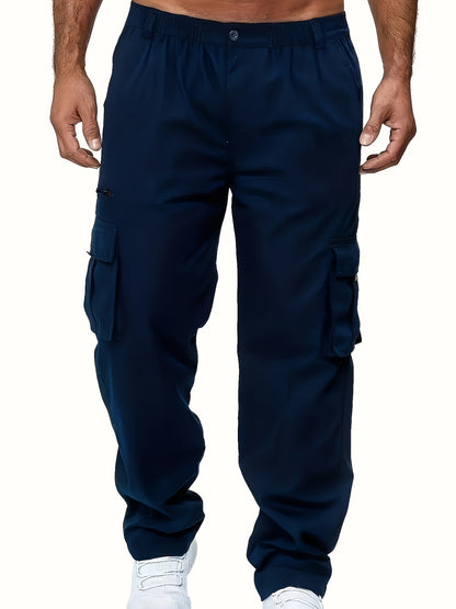 Plus Size Men's Multi-Pocket Relaxed Fit Cargo Pants - Comfortable, Versatile, and Durable Design for Outdoor Enthusiasts and Workers - Ideal for All Seasons and Occasions