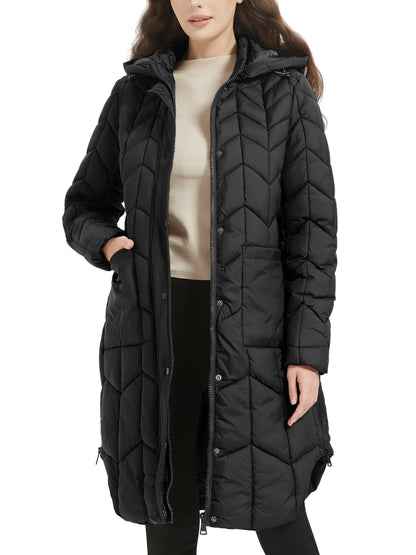 Winter Chic Puffer Jacket for Women - Cotton-Padded Coat with Lightweight Bubble Padding, Fur Collar, Hooded Design, and Warmth Outerwear for Cold Weather - Stylish and Cozy Winter Essential