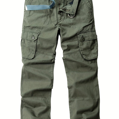 Men's Solid Color Cargo Pants - Trendy Loose Fit, Flap Pockets, Comfortable Casual Wear, Versatile, Breathable, and Durable