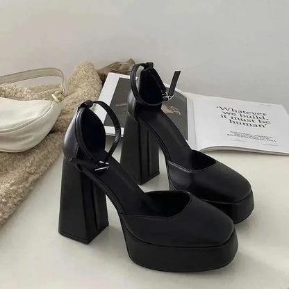 Dress Shoes Elegant high heels for womens  sexy ankle strap black and white platform party shoes dress pump women H240527