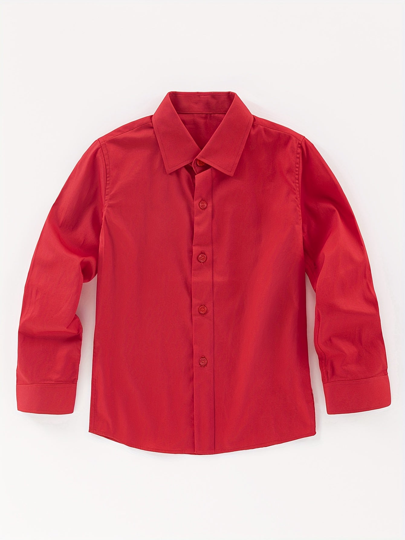 Girls Classic Lapel Shirt - Timeless Solid Button Front Design, Elegant Style - Perfect for School Uniform, Versatile for Spring and Fall Seasons