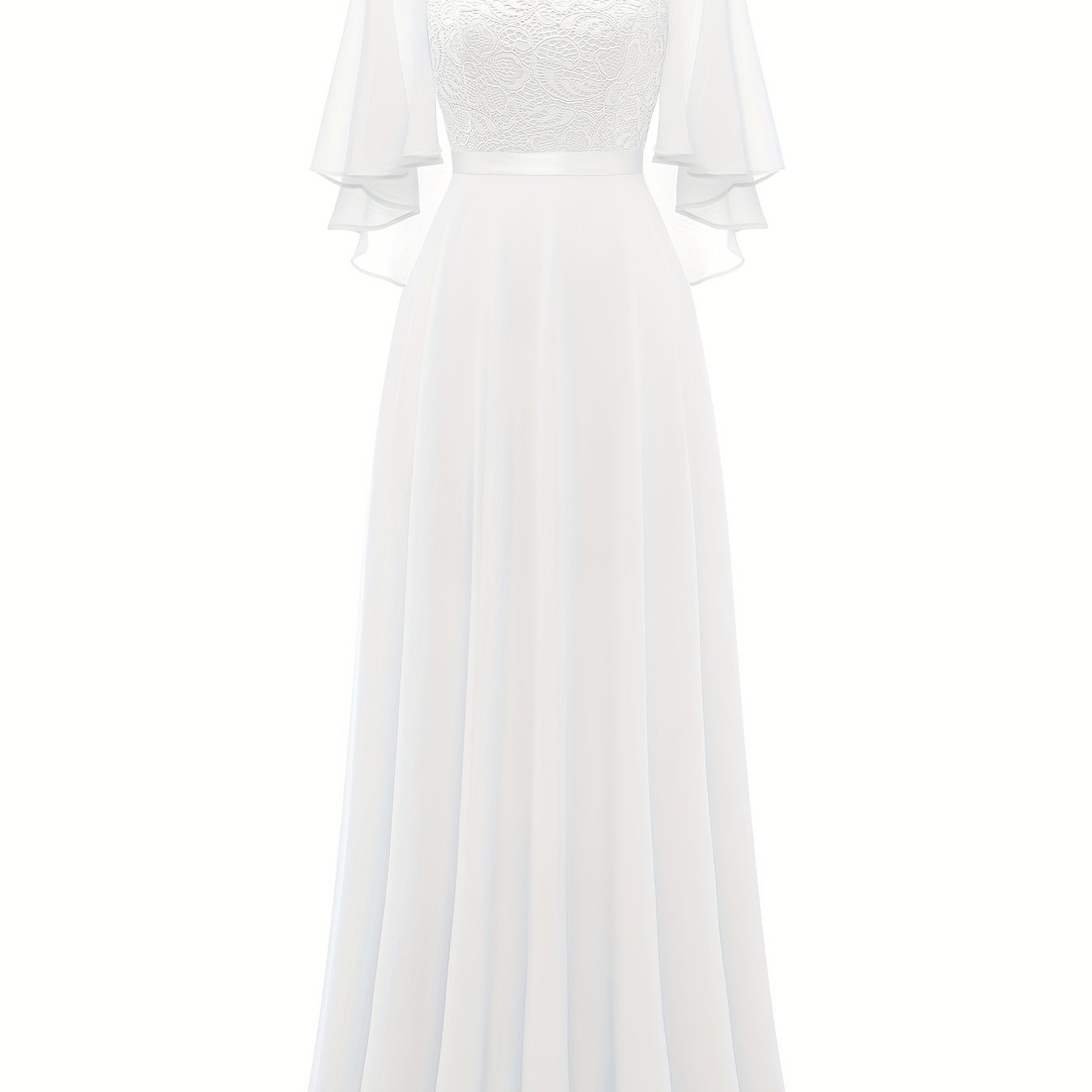 SENGPA Timeless Solid Lace Aline Bridesmaid Dress - Chic Crew Neckline, Flattering Wedding Party Gown - Premium Womens Fashion