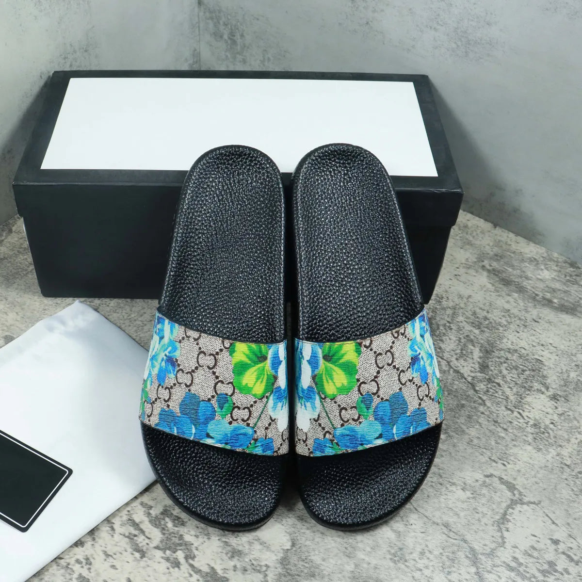 Designer Italy Slippers Paris New Rubber Slides Sandals Floral Brocade Women Men Slipper Flat Bottoms Flip Flops Womens Fasion Striped