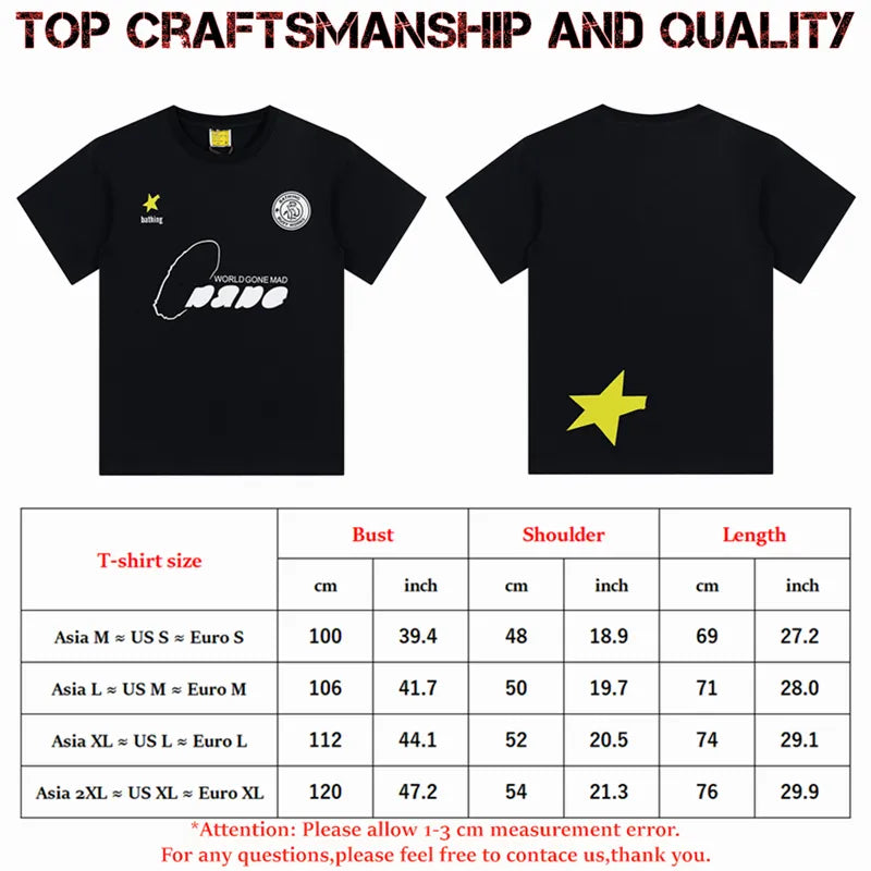 designer Mens T Shirts Top Craftsmanship mens womens Fashion tshirt Foam Print Short Sleeve Street Casual tees Cotton polo tshirts