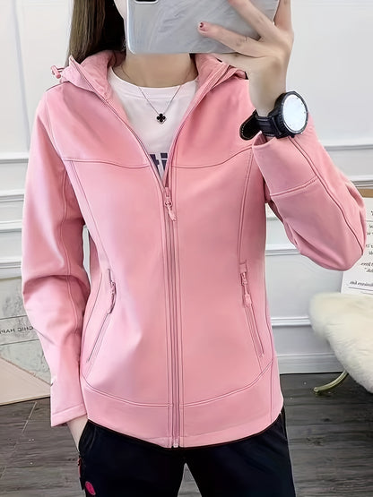 Womens Quilted Fleece Lined Waterproof Jacket - Durable & Windproof Outdoor Sportswear - Hooded Hiking Activewear for Stylish Adventures