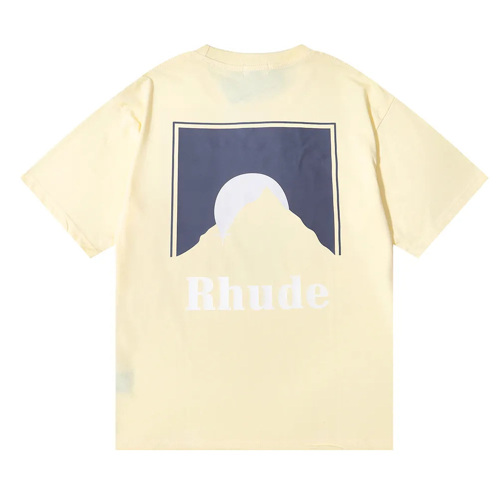 Brand Rhude T Shirts Designer Shirt Men Shorts Print White Black S M L Xl Street Cotton Fashion Youth Mens Tshirts Tshirt