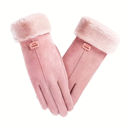 Winter Plus Velvet Warm Gloves Plush Cuff Stretch Gloves Outdoor Casual Sports Split Finger Gloves