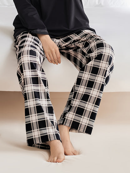 Men's Stylish Plaid Super Loose Pajama Pants, Stylish All-match Pants, Comfy & Breathable For Summer